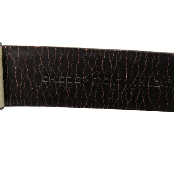 Vintage Chicos White Pearly Stone Buckle Champagne White Leather Belt Retro - Picture 6 of 10